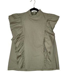 Zara Gree Khaki Ruffle Tank Top